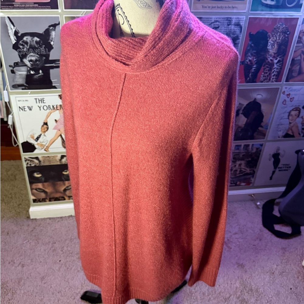 Marled Cowl Neck Sweater Dress in Soft Pink